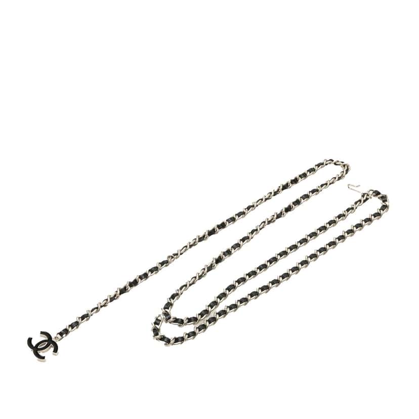 Chanel Silver CC Leather Woven Chain Belt Silver Silver Very good condition - Front View