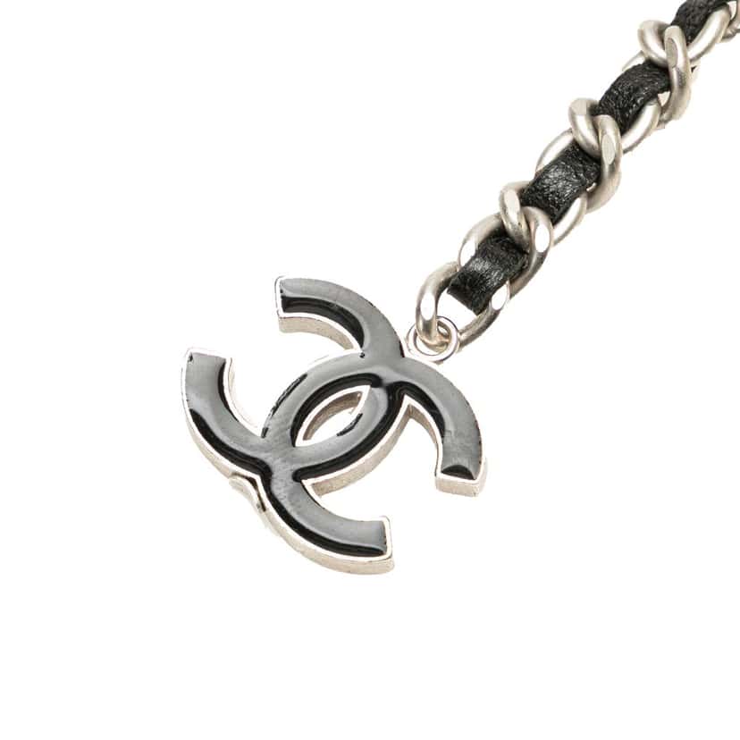 Chanel Silver CC Leather Woven Chain Belt Silver Silver Very good condition - Back View
