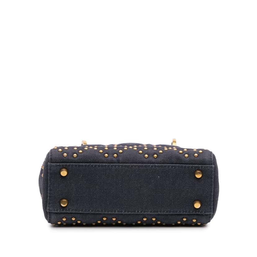 Dior Mini Denim Cannage Studded Supple Lady Dior Blue Denim Good condition - Inside View