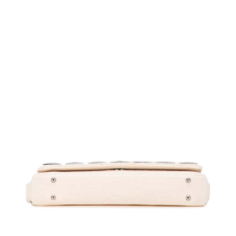 Chanel CC Jersey Pyramid Stud Flap White Cotton Good condition - Inside View