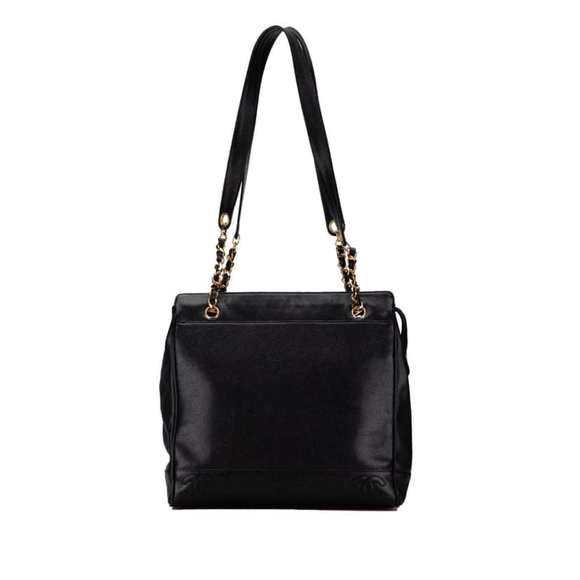 Chanel Triple CC Caviar Shoulder Bag Black Leather Very good condition - Front View