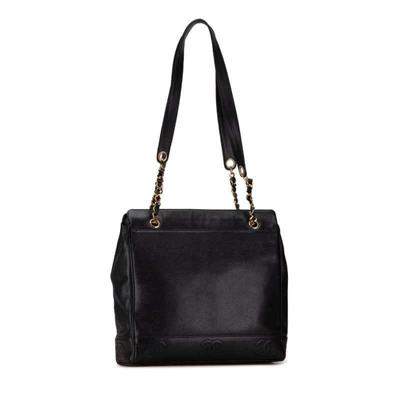 Chanel Triple CC Caviar Shoulder Bag Black Leather Very good condition - Back View