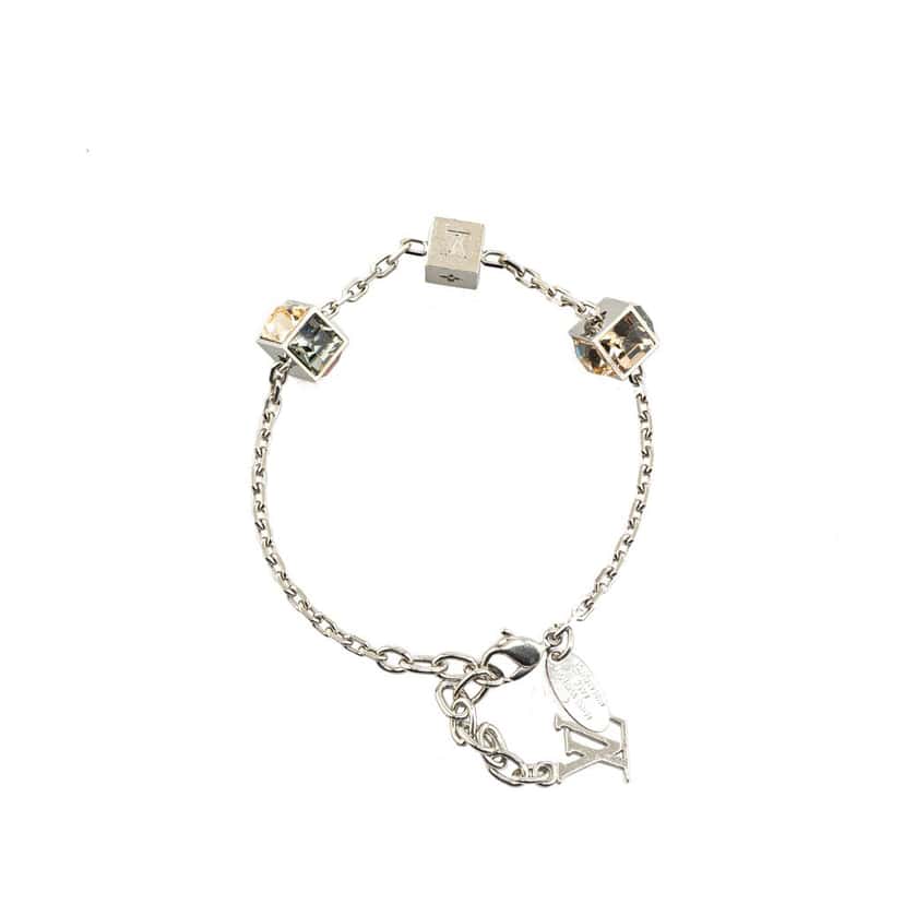 Louis Vuitton Silver Plated Crystal Gamble Station Bracelet Silver Silver Good condition - Back View