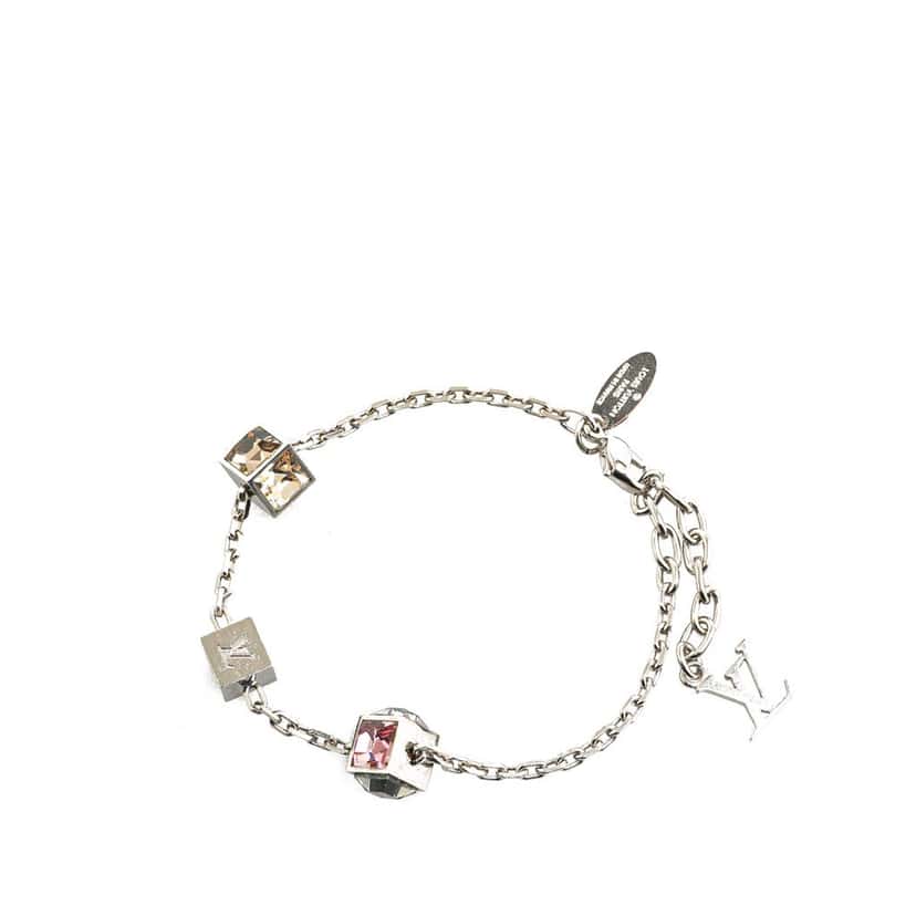 Louis Vuitton Silver Plated Crystal Gamble Station Bracelet Silver Silver Good condition - Inside View