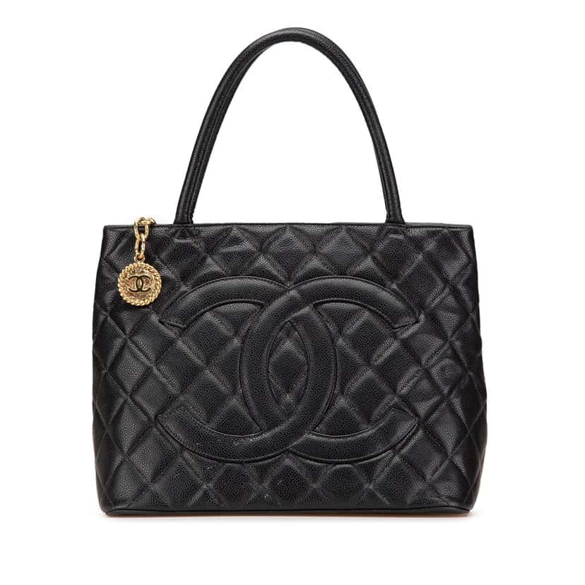 Chanel Caviar Medallion Tote Black Leather Good condition - Front View