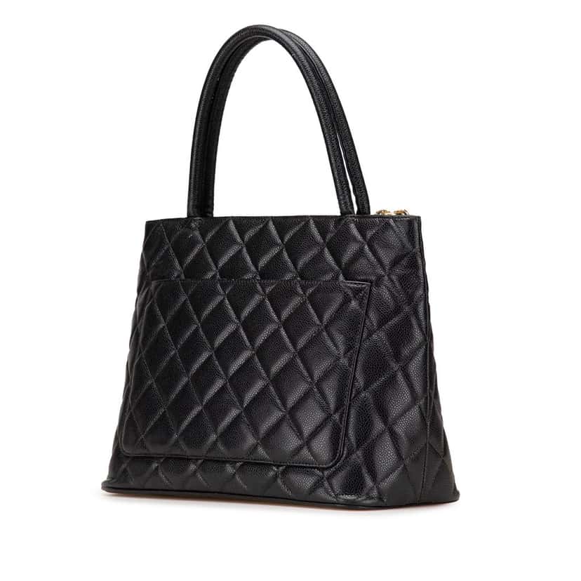 Chanel Caviar Medallion Tote Black Leather Good condition - Back View