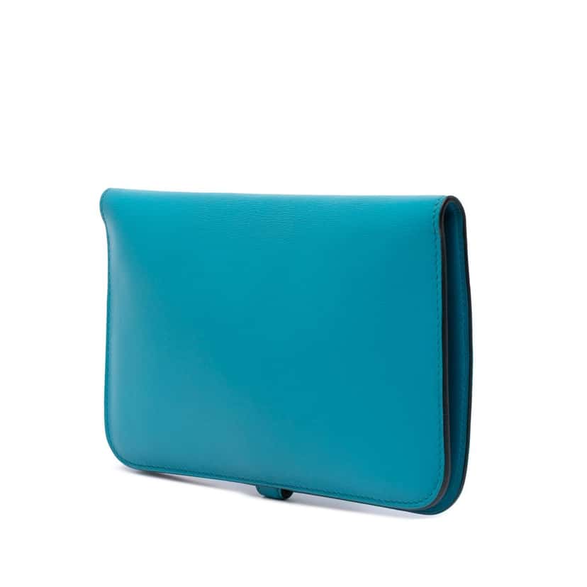 Hermès Swift Dogon Duo Wallet GM Blue Leather Good condition - Back View