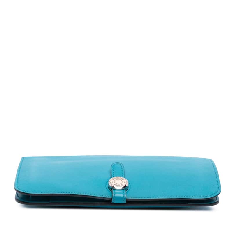 Hermès Swift Dogon Duo Wallet GM Blue Leather Good condition - Inside View