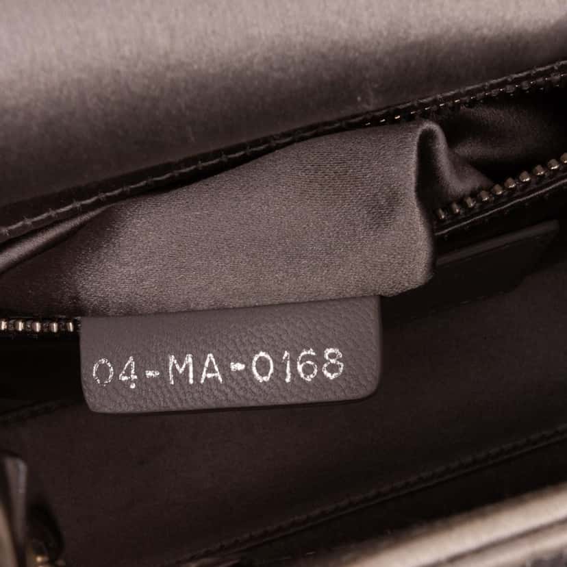 Dior Mini Satin Cannage Strass Crystal Embellished Lady Dior Grey Satin Good condition - Box View
