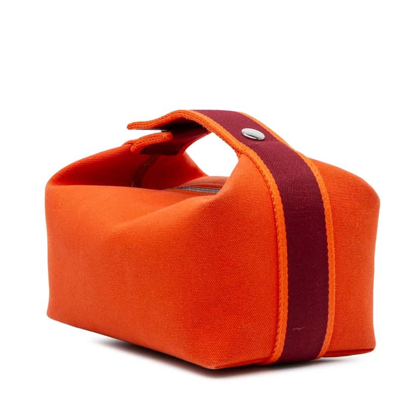 Hermès Small Canvas Bride A Brac Case Orange Canvas Good condition - Back View