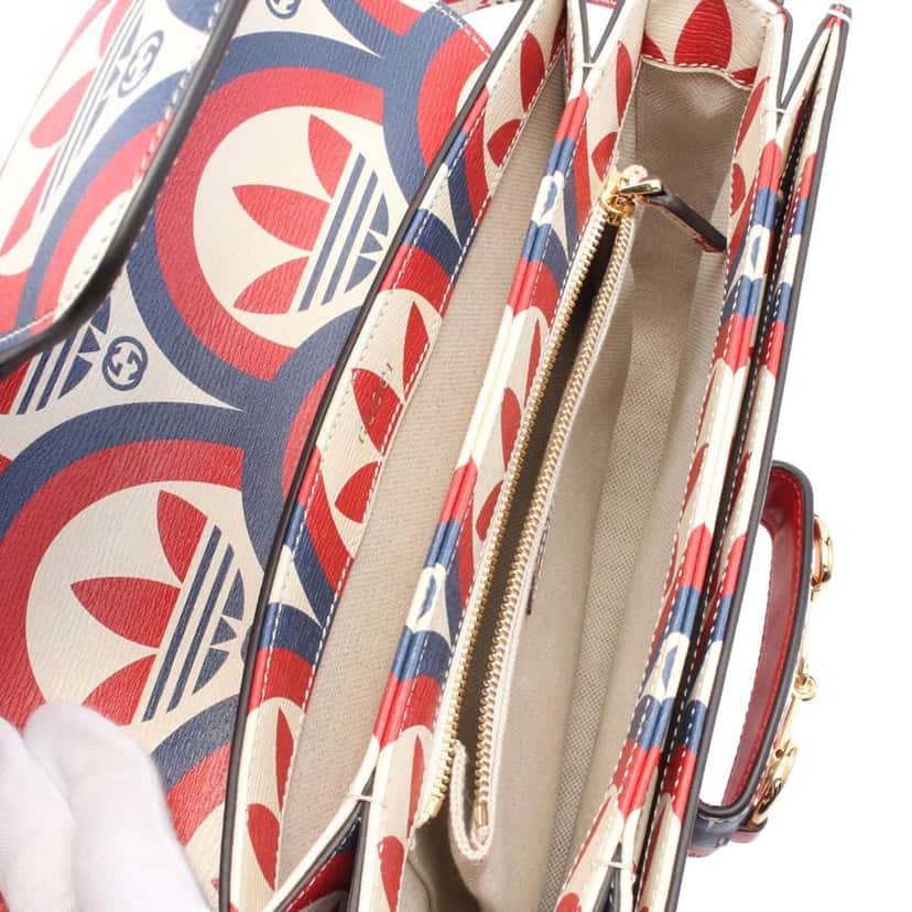 Gucci Adidas Horsebit 1955 Leather Shoulder Bag Red Leather Good condition - Inside View