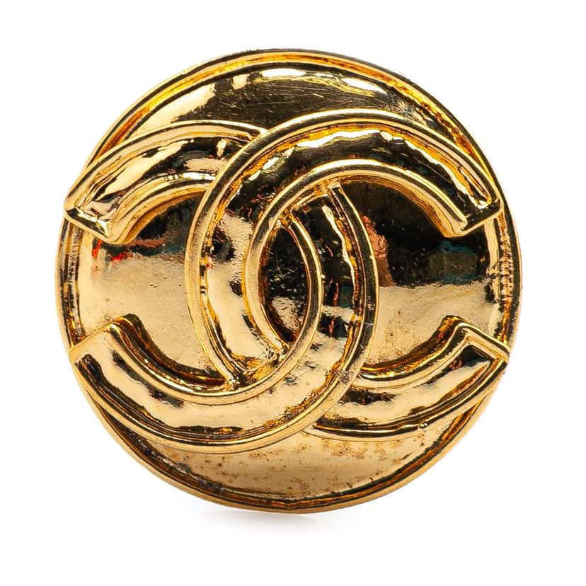 Chanel Gold Plated CC Round Brooch Gold Metal Good condition - Front View