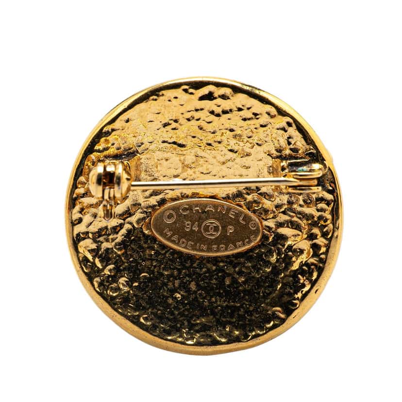 Chanel Gold Plated CC Round Brooch Gold Metal Good condition - Inside View