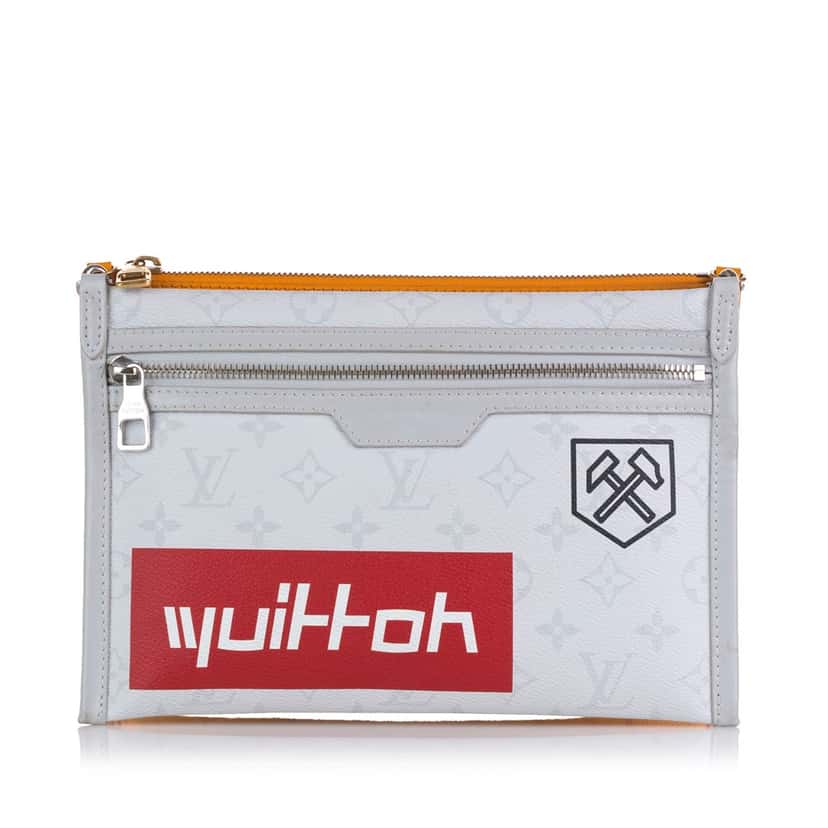 Louis Vuitton Monogram Antartica Double Flat Messenger Grey Canvas Good condition - Front View