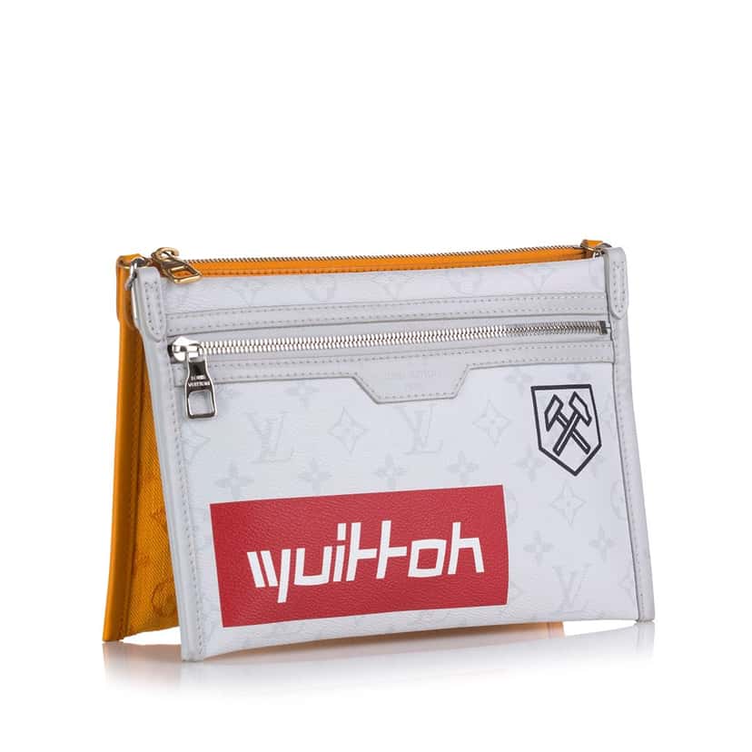 Louis Vuitton Monogram Antartica Double Flat Messenger Grey Canvas Good condition - Back View