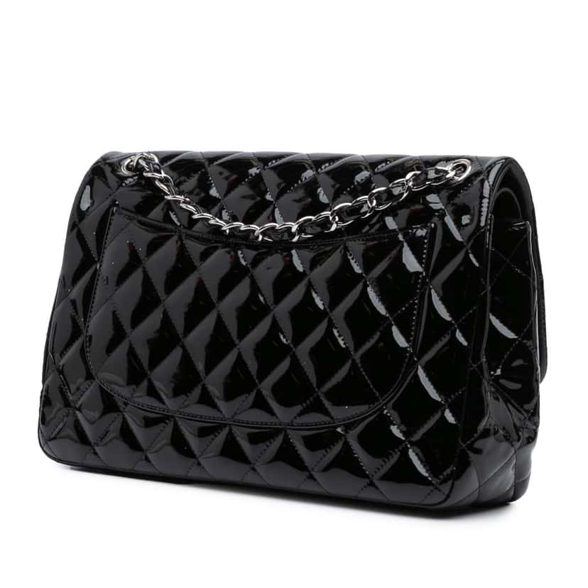 Chanel Jumbo Classic Patent Double Flap Black Leather Good condition - Back View