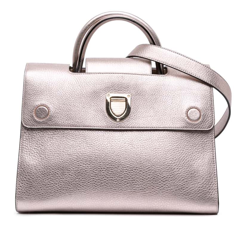 Dior Medium Metallic Grained Calfskin Diorever Satchel Gold Leather Good condition - Front View