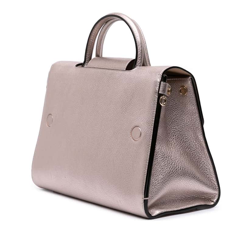 Dior Medium Metallic Grained Calfskin Diorever Satchel Gold Leather Good condition - Back View