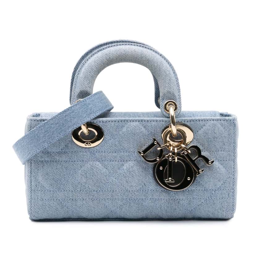 Dior Small Denim Macrocannage Lady D Joy Blue Denim Good condition - Front View