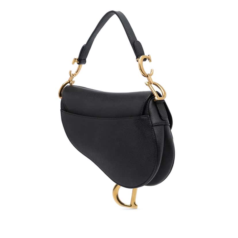 Dior Mini Grained Calfskin Saddle Black Leather Good condition - Back View