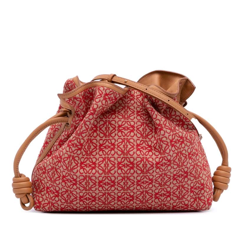 Loewe Anagram Canvas Flamenco Knot Clutch Red Canvas Good condition - Front View