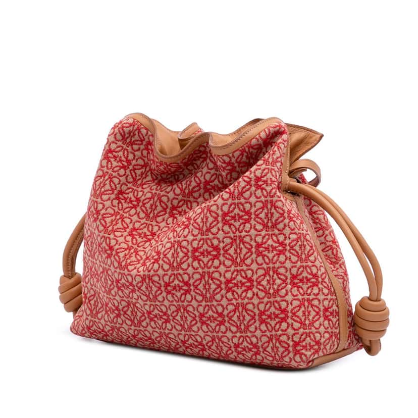 Loewe Anagram Canvas Flamenco Knot Clutch Red Canvas Good condition - Back View