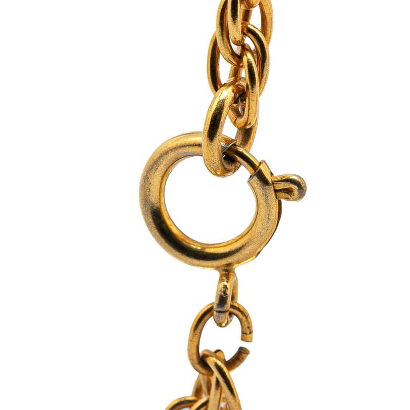 Chanel Gold Plated CC Round Pendant Necklace Gold Metal Good condition - Inside View