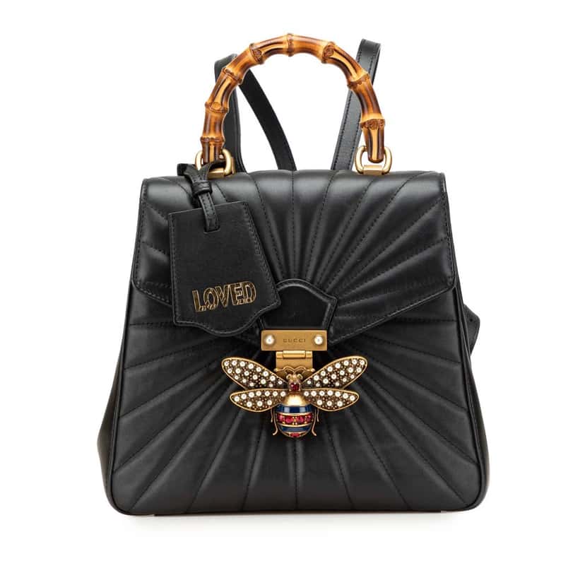 Gucci Calfskin Bamboo Trapuntata Queen Margaret Backpack Black Leather Good condition - Front View