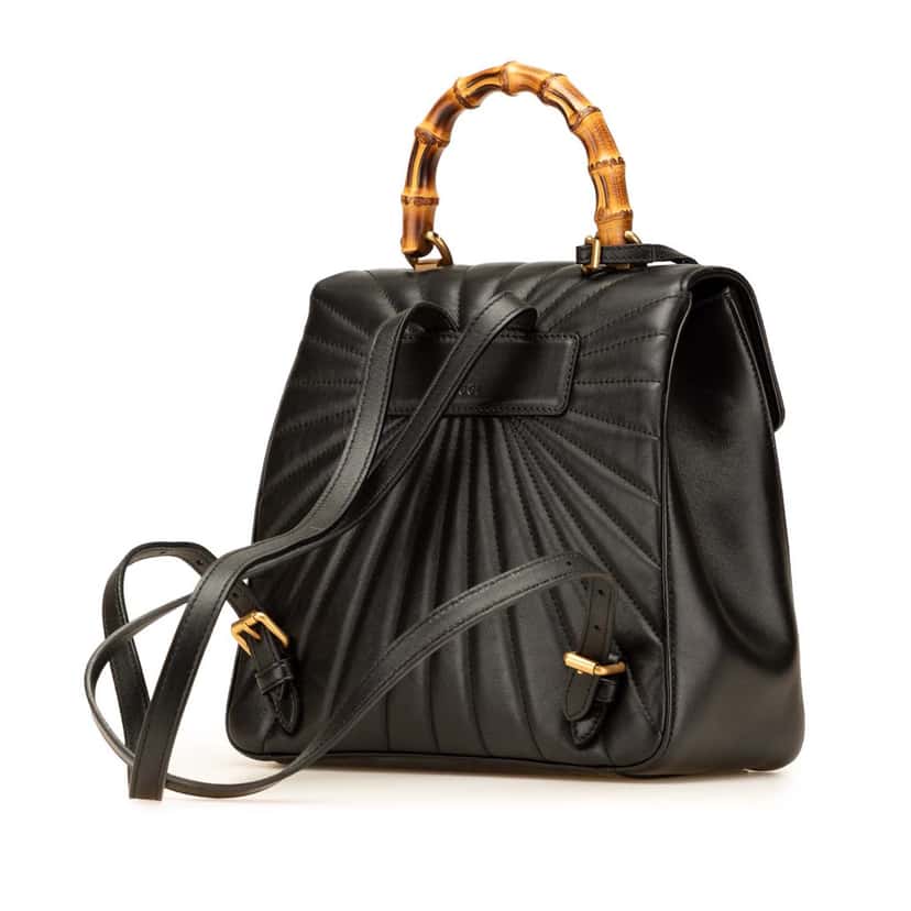 Gucci Calfskin Bamboo Trapuntata Queen Margaret Backpack Black Leather Good condition - Back View