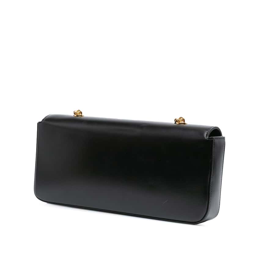 Celine Shiny Calfskin Triomphe Chain Shoulder Bag Black Leather Good condition - Back View