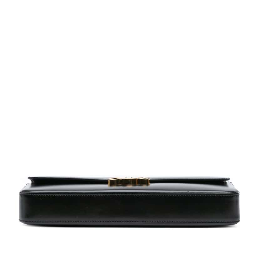 Celine Shiny Calfskin Triomphe Chain Shoulder Bag Black Leather Good condition - Inside View