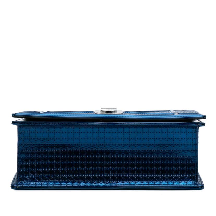 Dior Medium Metallic Patent Microcannage Diorama Crossbody Blue Leather Good condition - Inside View
