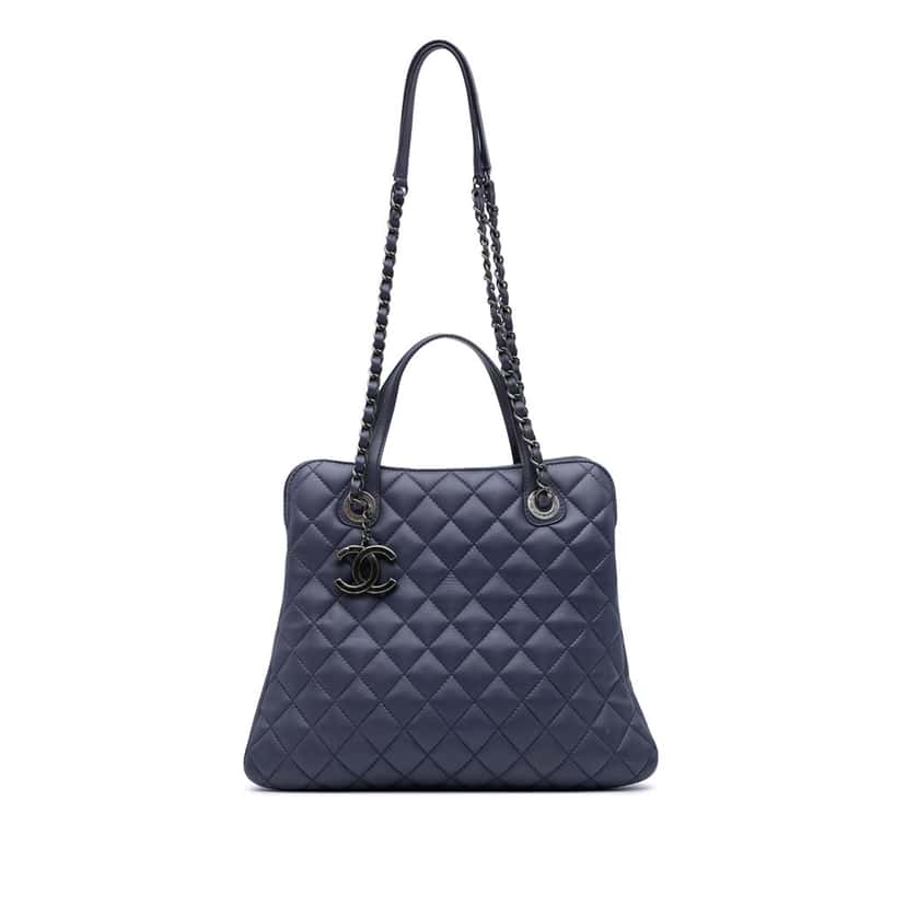 Chanel Quilted Lambskin Daily Shopping Tote Purple Leather Good condition - Front View