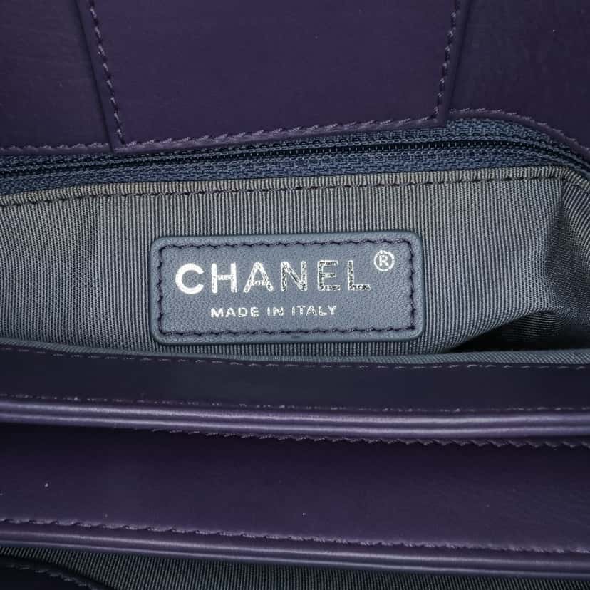 Chanel Quilted Lambskin Daily Shopping Tote Purple Leather Good condition - Box View