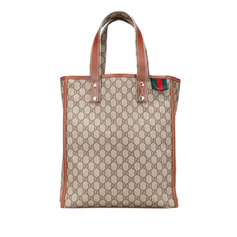 Gucci GG Supreme Web Tote Brown Canvas Good condition - Front View