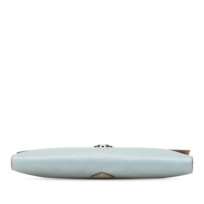 Prada Bicolor Saffiano Envelope Pushlock Clutch Blue Leather Good condition - Inside View