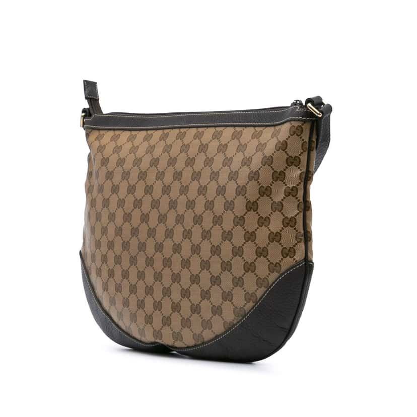 Gucci Large GG Crystal Half Moon Hobo Brown Canvas Good condition - Back View