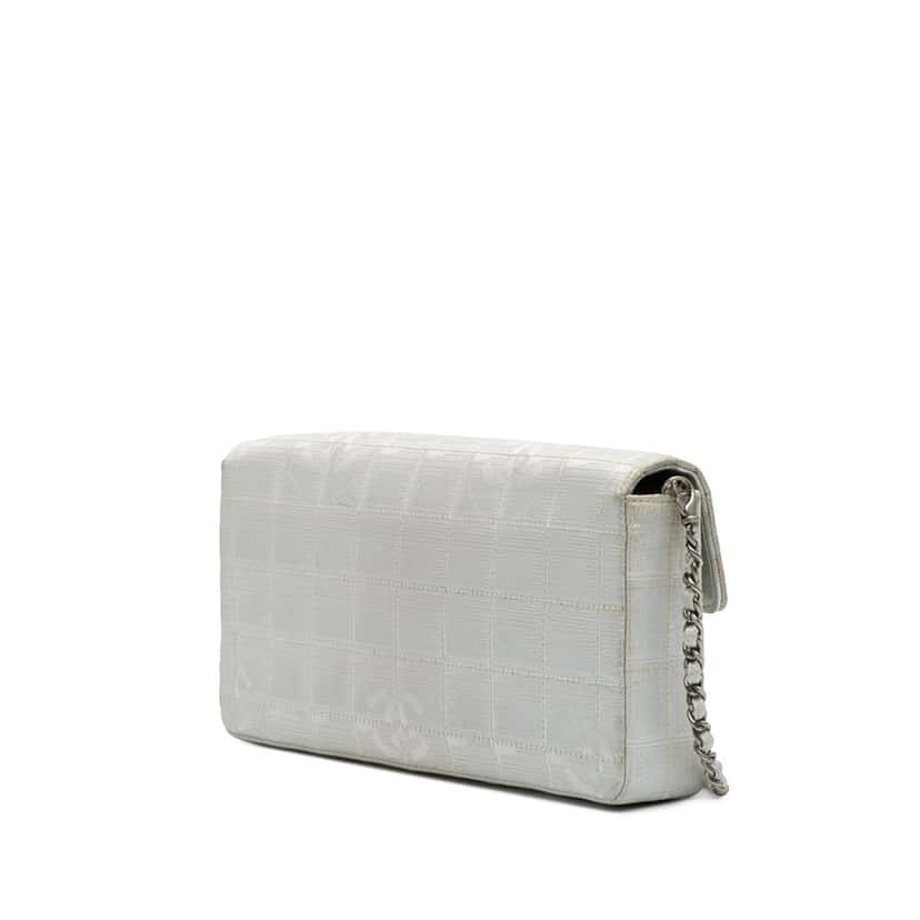 Chanel New Travel Line Nylon East West Flap Silver Fair condition - Back View