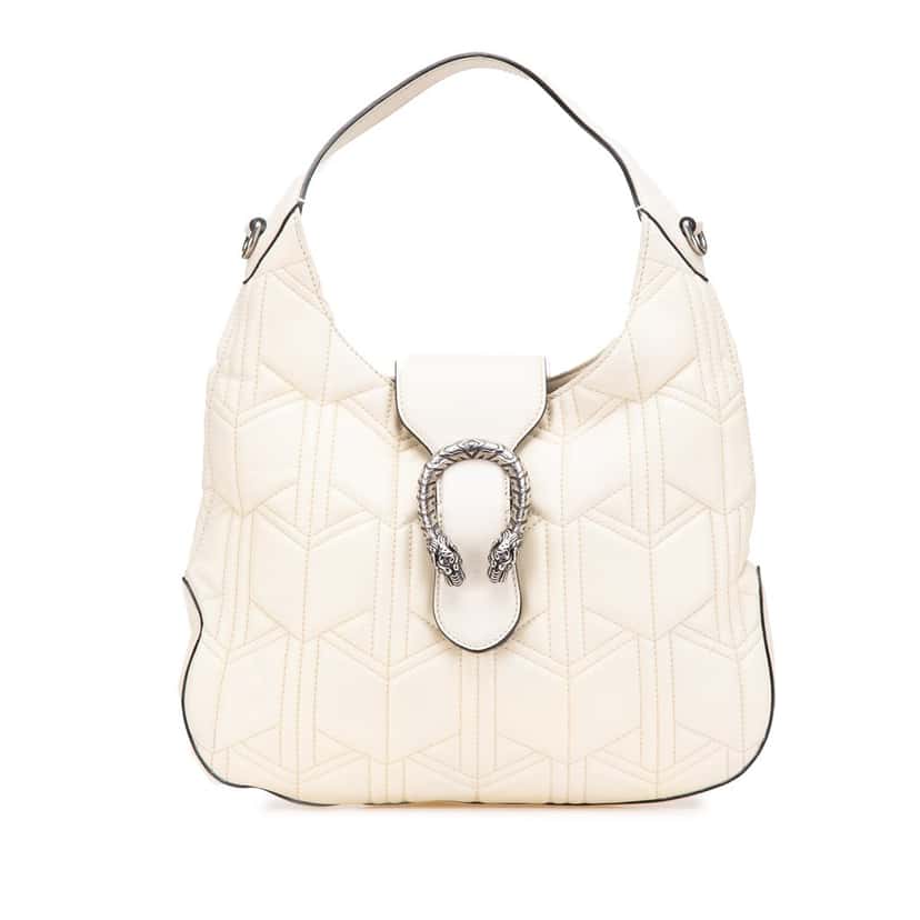 Gucci Quilted Leather Dionysus Web Hobo White Leather Very good condition - Front View