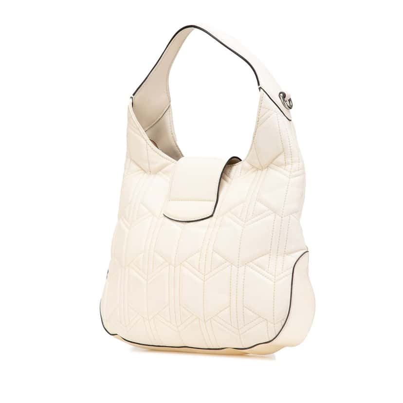 Gucci Quilted Leather Dionysus Web Hobo White Leather Very good condition - Back View