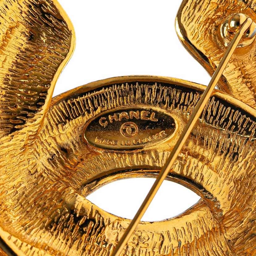 Chanel Gold Plated CC Quilted Brooch Gold Metal Good condition - Inside View