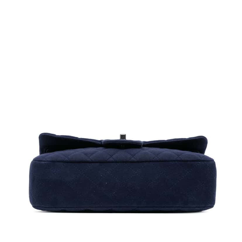 Chanel Medium Classic Jersey Double Flap Blue Cotton Good condition - Inside View