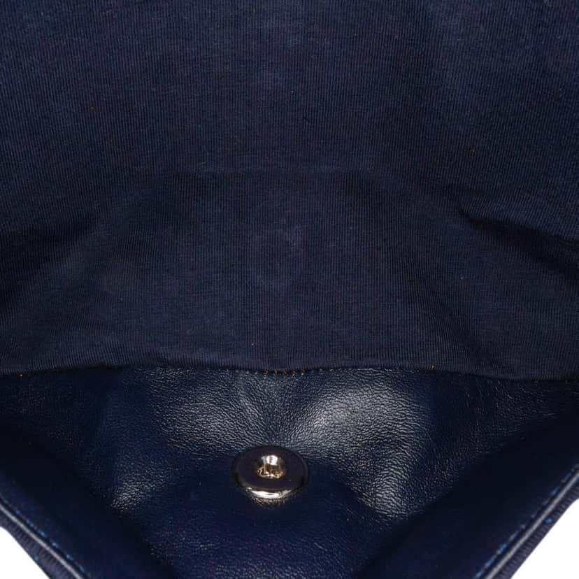 Chanel Medium Classic Jersey Double Flap Blue Cotton Good condition - Box View
