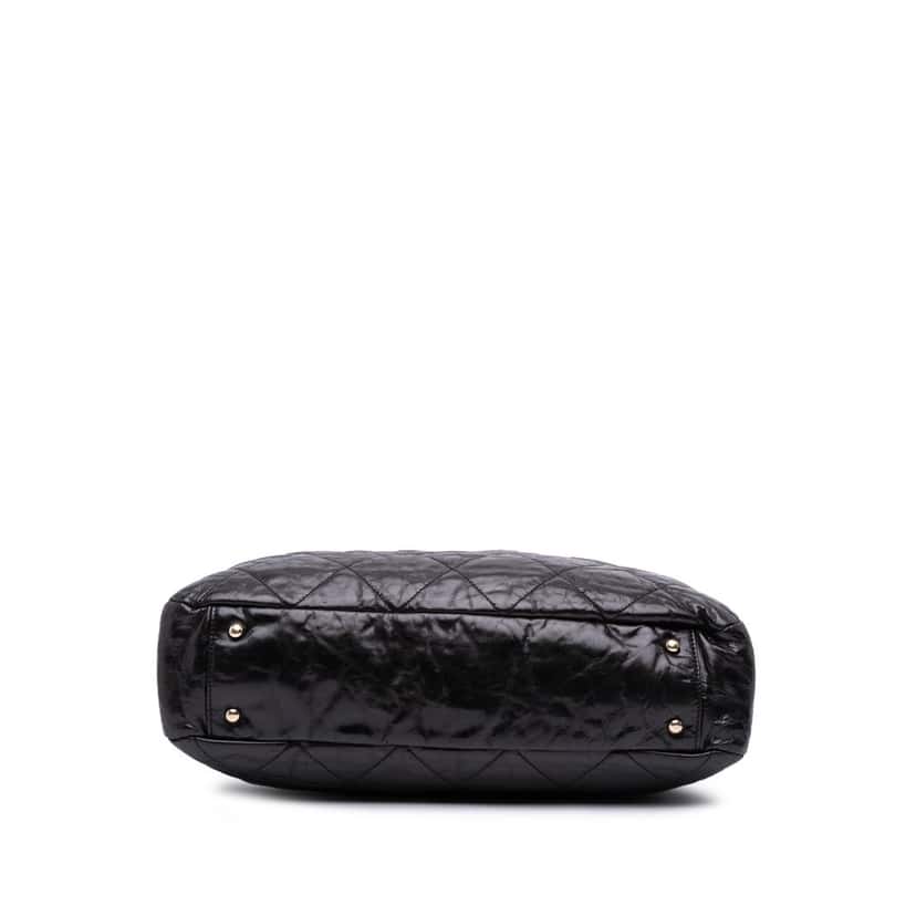 Chanel Large Quilted Glazed Calfskin Portobello Satchel Black Leather Good condition - Inside View