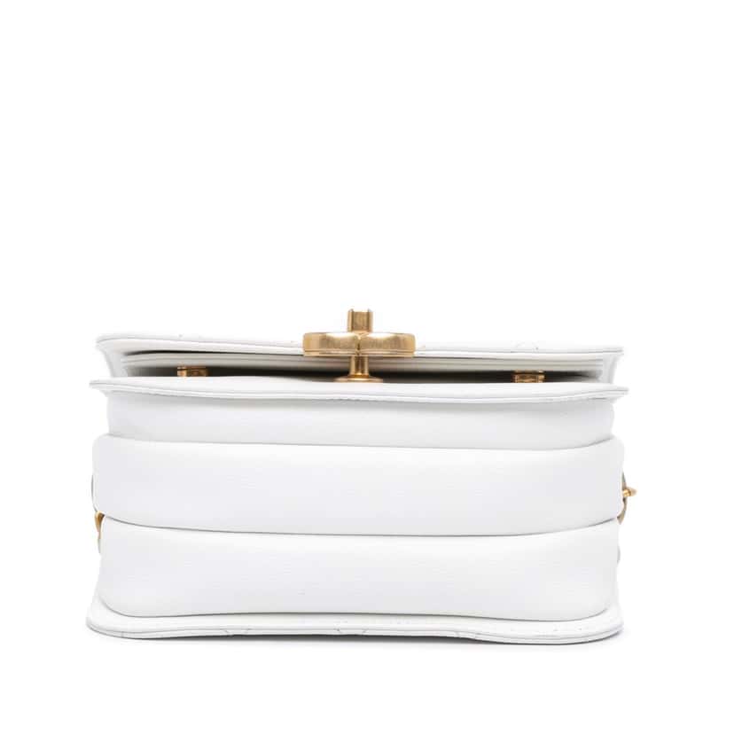 Chanel CC Quilted Caviar Flap Crossbody White Leather Good condition - Inside View