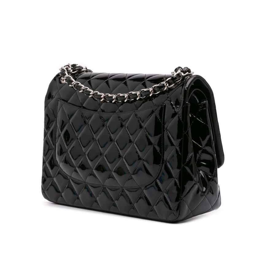 Chanel Jumbo Classic Patent Double Flap Black Leather Good condition - Back View