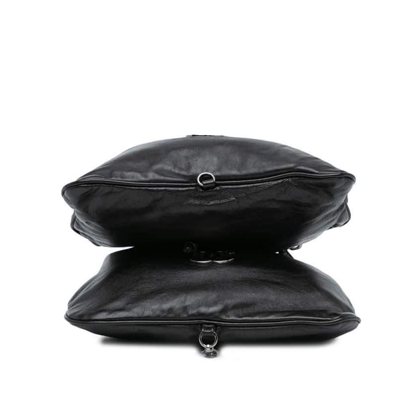 Chanel CC Calfskin Dual Twin Chain Handbag Black Leather Very good condition - Inside View