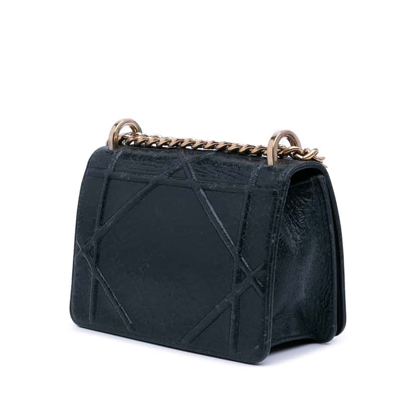 Dior Mini Crackled Deerskin Diorama Flap Grey Leather Good condition - Back View