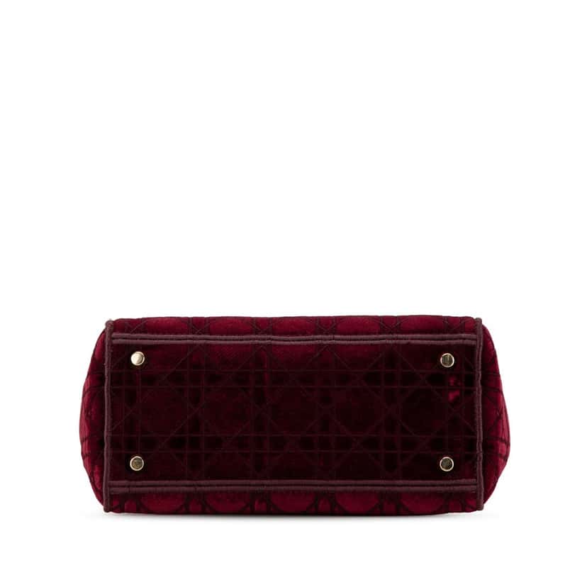 Dior Medium Velvet Cannage Lady D Lite Red Velvet Good condition - Inside View
