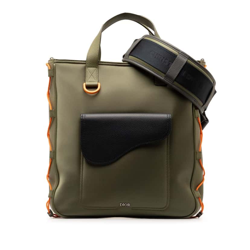 Dior x Sacai Saddle Tote Green Good condition - Front View